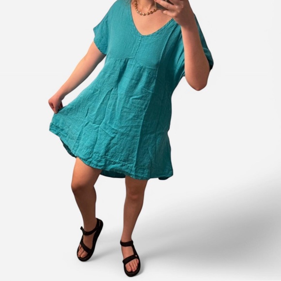 Vintage Dresses & Skirts - Saga Made In Italy Vintage 100% linen dress